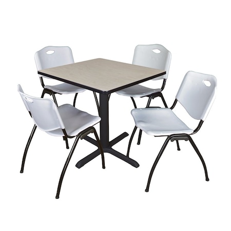 Cain Cain Square Table & Chair Set, Wood, Metal, Plastic Top, Maple TB3030PL47GY
